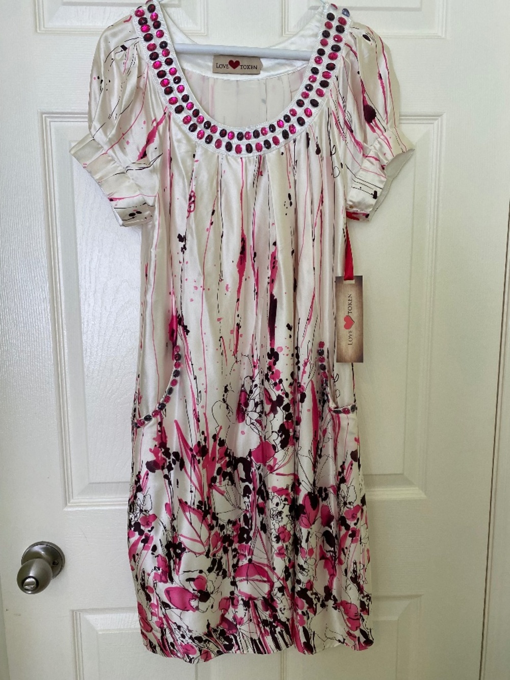 NWT Love Token romantic women silk dress size XS